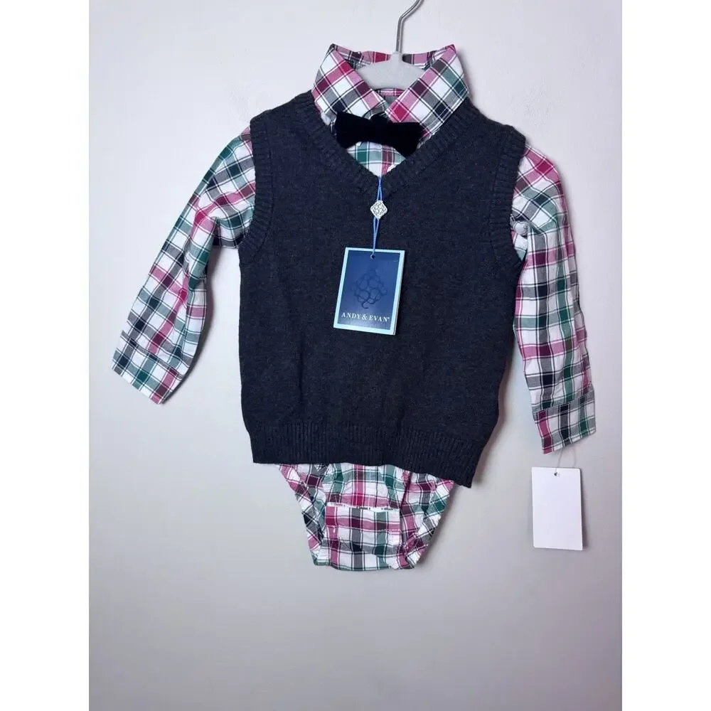 Andy & Evan 3 Piece Sweater Vest Set 18-24M NWT